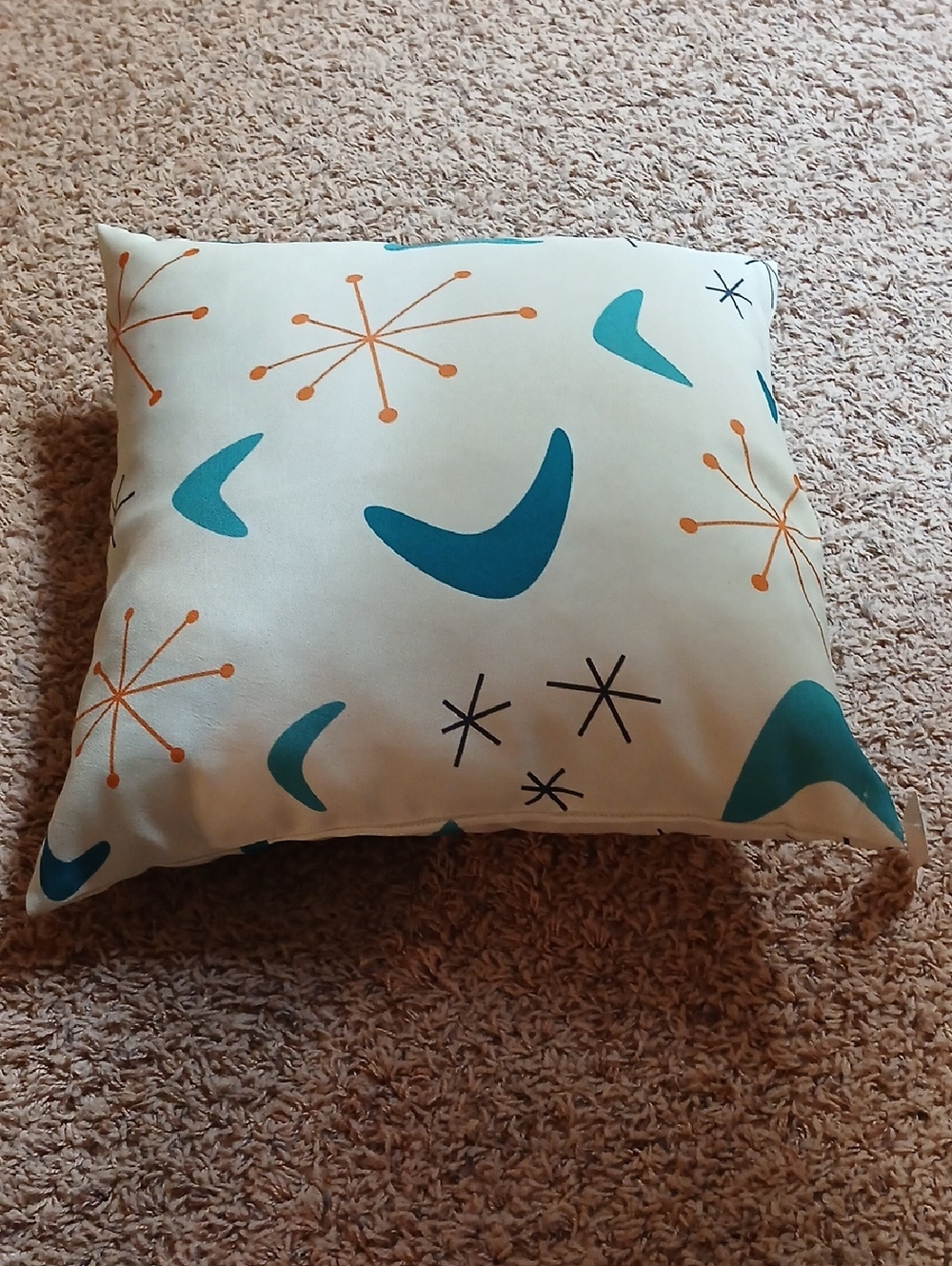 Mid-Century Modern Decorative Throw Pillow in Teal & Orange